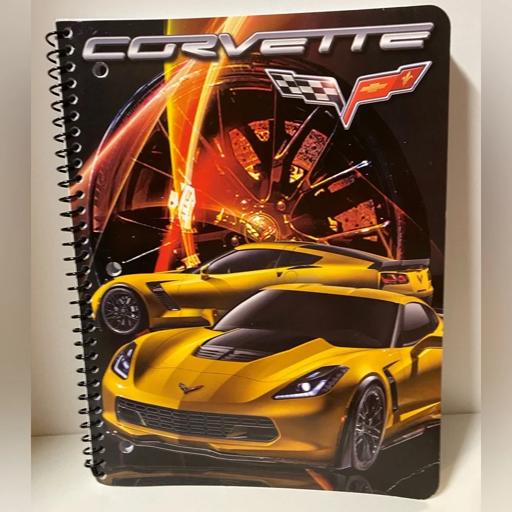 Corvette Notebook Bundle Of 3 Grey Yellow Spiral General Motors School Supplies